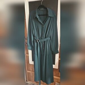 Clasi Plus Solid Belted Shirt Dress
